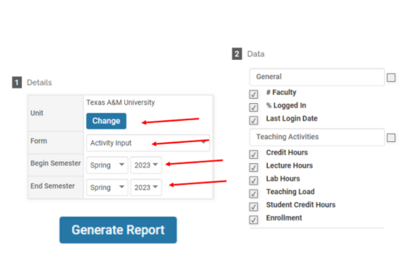 activity report (by semester), step two.