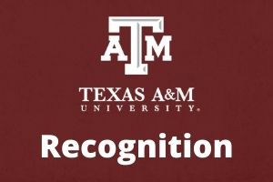 Texas A&M University banner with the word recognition on the bottom